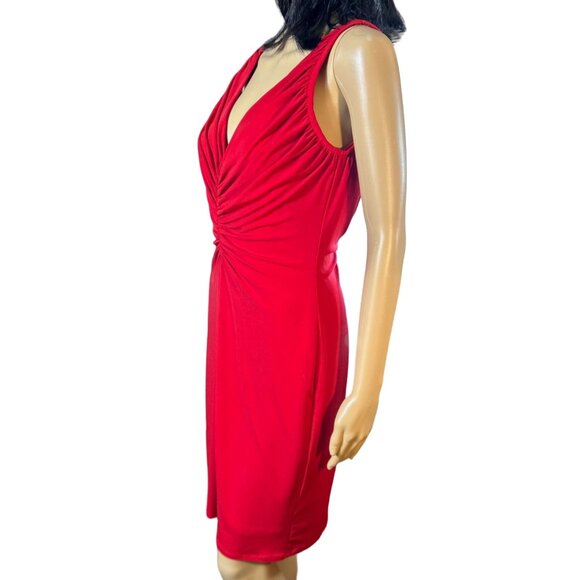 Enchante Sleeveless Red Ruched Evening Dress Size 12 - Picture 2 of 9